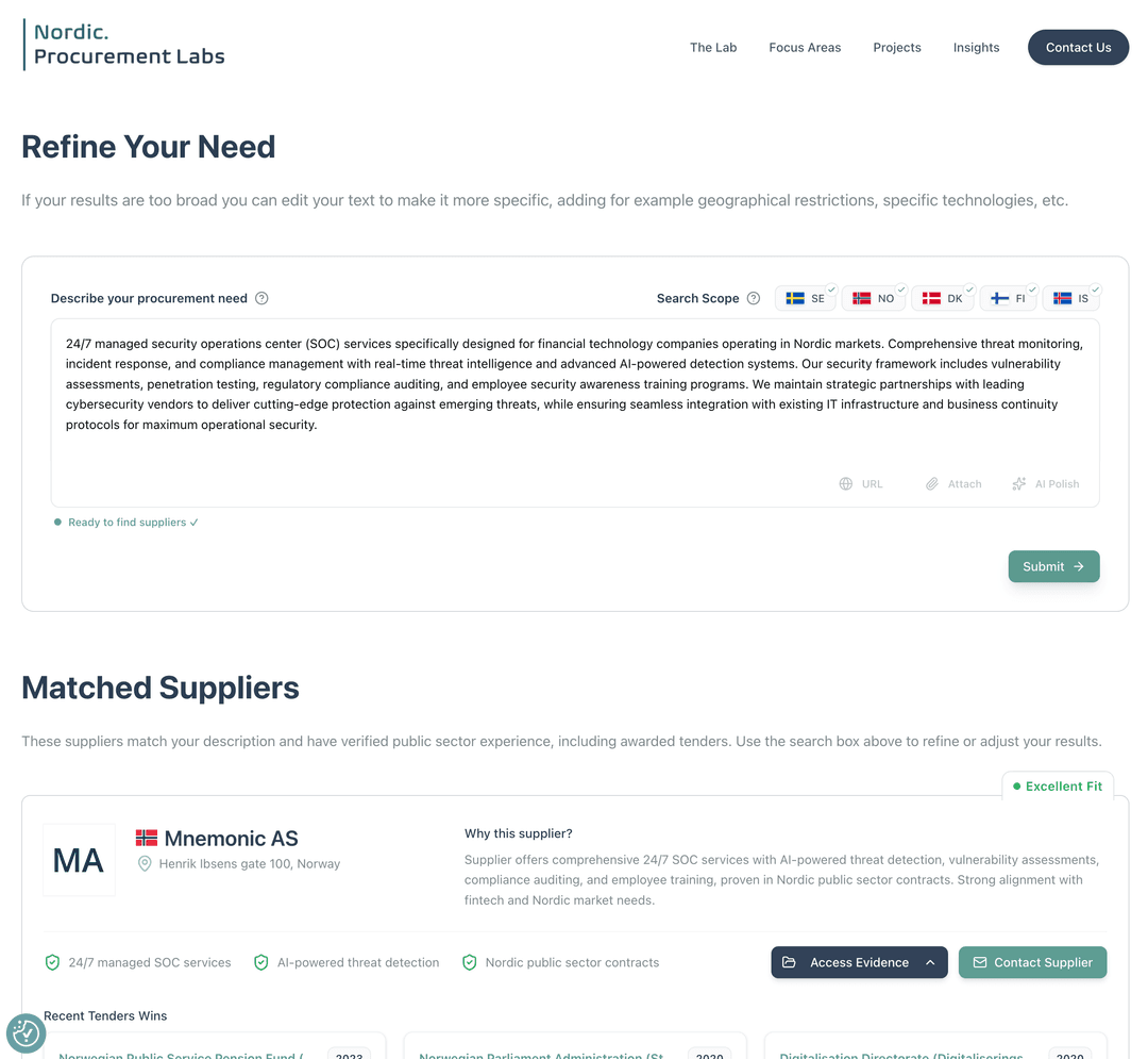 Nordic Supplier Discovery Tool screenshot